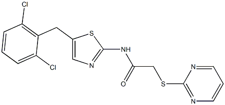 N-[5-(2,6-dichlorobenzyl)-1,3-thiazol-2-yl]-2-(pyrimidin-2-ylsulfanyl)acetamide 结构式