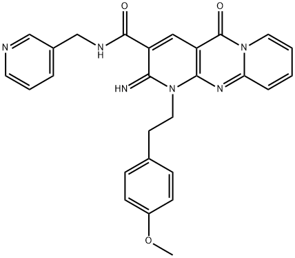 2-imino-1-[2-(4-methoxyphenyl)ethyl]-5-oxo-N-(pyridin-3-ylmethyl)-1,5-dihydro-2H-dipyrido[1,2-a:2',3'-d]pyrimidine-3-carboxamide 结构式