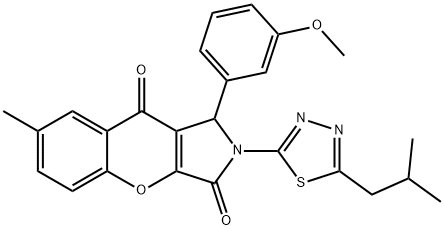 2-(5-isobutyl-1,3,4-thiadiazol-2-yl)-1-(3-methoxyphenyl)-7-methyl-1,2-dihydrochromeno[2,3-c]pyrrole-3,9-dione 结构式