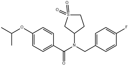 N-(1,1-dioxidotetrahydrothiophen-3-yl)-N-(4-fluorobenzyl)-4-(propan-2-yloxy)benzamide 结构式