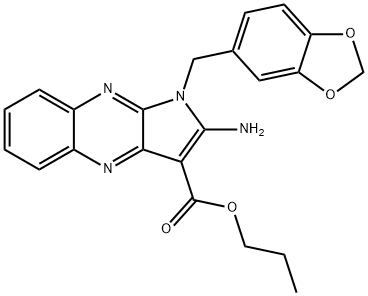 propyl 2-amino-1-(1,3-benzodioxol-5-ylmethyl)-1H-pyrrolo[2,3-b]quinoxaline-3-carboxylate 结构式