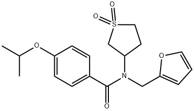 N-(1,1-dioxidotetrahydrothiophen-3-yl)-N-(furan-2-ylmethyl)-4-(propan-2-yloxy)benzamide 结构式