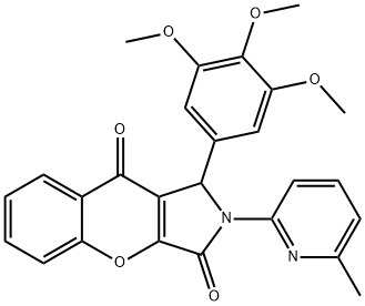 2-(6-methyl-2-pyridinyl)-1-(3,4,5-trimethoxyphenyl)-1,2-dihydrochromeno[2,3-c]pyrrole-3,9-dione 结构式