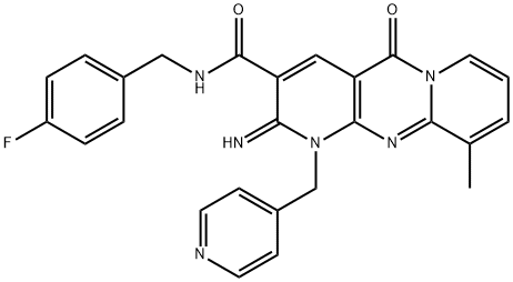 N-(4-fluorobenzyl)-2-imino-10-methyl-5-oxo-1-(4-pyridinylmethyl)-1,5-dihydro-2H-dipyrido[1,2-a:2,3-d]pyrimidine-3-carboxamide 结构式