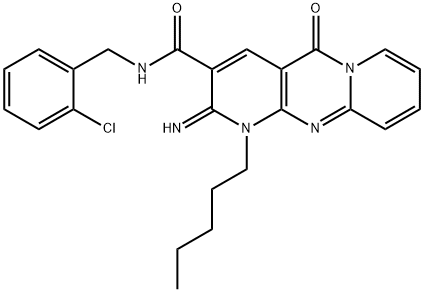 N-(2-chlorobenzyl)-2-imino-5-oxo-1-pentyl-1,5-dihydro-2H-dipyrido[1,2-a:2,3-d]pyrimidine-3-carboxamide 结构式