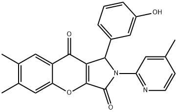 1-(3-hydroxyphenyl)-6,7-dimethyl-2-(4-methyl-2-pyridinyl)-1,2-dihydrochromeno[2,3-c]pyrrole-3,9-dione 结构式
