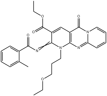 ethyl 1-(3-ethoxypropyl)-2-[(2-methylbenzoyl)imino]-5-oxo-1,5-dihydro-2H-dipyrido[1,2-a:2,3-d]pyrimidine-3-carboxylate 结构式