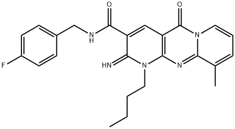 1-butyl-N-(4-fluorobenzyl)-2-imino-10-methyl-5-oxo-1,5-dihydro-2H-dipyrido[1,2-a:2,3-d]pyrimidine-3-carboxamide 结构式