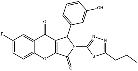 7-fluoro-1-(3-hydroxyphenyl)-2-(5-propyl-1,3,4-thiadiazol-2-yl)-1,2-dihydrochromeno[2,3-c]pyrrole-3,9-dione 结构式