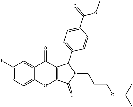 methyl 4-[7-fluoro-2-(3-isopropoxypropyl)-3,9-dioxo-1,2,3,9-tetrahydrochromeno[2,3-c]pyrrol-1-yl]benzoate 结构式