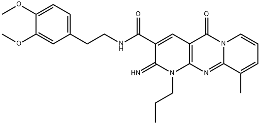 N-[2-(3,4-dimethoxyphenyl)ethyl]-2-imino-10-methyl-5-oxo-1-propyl-1,5-dihydro-2H-dipyrido[1,2-a:2,3-d]pyrimidine-3-carboxamide 结构式