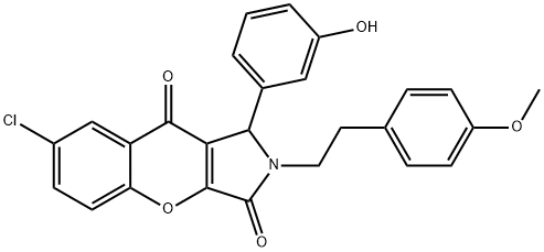 7-chloro-1-(3-hydroxyphenyl)-2-[2-(4-methoxyphenyl)ethyl]-1,2-dihydrochromeno[2,3-c]pyrrole-3,9-dione 结构式