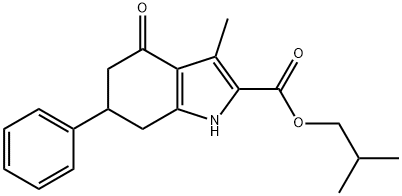 isobutyl 3-methyl-4-oxo-6-phenyl-4,5,6,7-tetrahydro-1H-indole-2-carboxylate 结构式