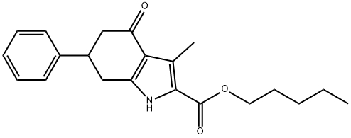 pentyl 3-methyl-4-oxo-6-phenyl-4,5,6,7-tetrahydro-1H-indole-2-carboxylate 结构式