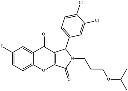 1-(3,4-dichlorophenyl)-7-fluoro-2-[3-(propan-2-yloxy)propyl]-1,2-dihydrochromeno[2,3-c]pyrrole-3,9-dione 结构式