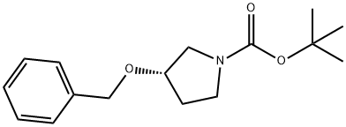 N-叔丁氧羰基-(R)-3-苄氧基吡咯烷 结构式