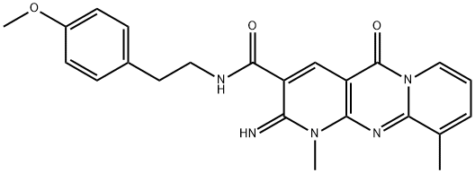 2-imino-N-[2-(4-methoxyphenyl)ethyl]-1,10-dimethyl-5-oxo-1,5-dihydro-2H-dipyrido[1,2-a:2',3'-d]pyrimidine-3-carboxamide 结构式