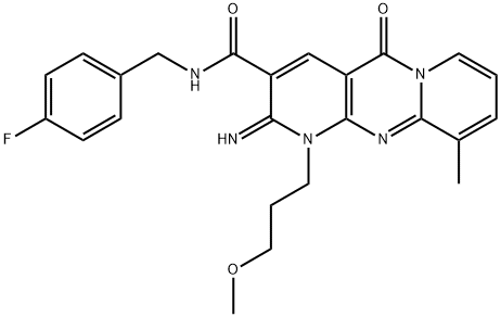 N-(4-fluorobenzyl)-2-imino-1-(3-methoxypropyl)-10-methyl-5-oxo-1,5-dihydro-2H-dipyrido[1,2-a:2,3-d]pyrimidine-3-carboxamide 结构式