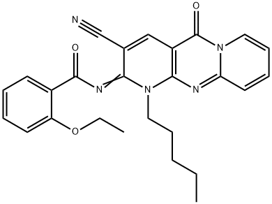 N-(3-cyano-5-oxo-1-pentyl-1,5-dihydro-2H-dipyrido[1,2-a:2,3-d]pyrimidin-2-ylidene)-2-ethoxybenzamide 结构式