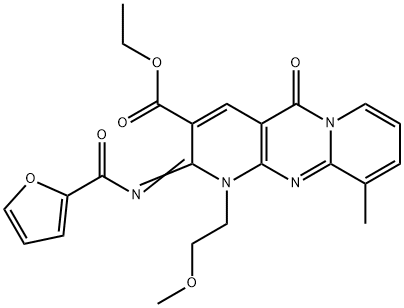 ethyl 2-(2-furoylimino)-1-(2-methoxyethyl)-10-methyl-5-oxo-1,5-dihydro-2H-dipyrido[1,2-a:2,3-d]pyrimidine-3-carboxylate 结构式