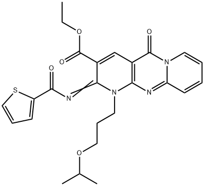 ethyl 1-(3-isopropoxypropyl)-5-oxo-2-[(2-thienylcarbonyl)imino]-1,5-dihydro-2H-dipyrido[1,2-a:2,3-d]pyrimidine-3-carboxylate 结构式