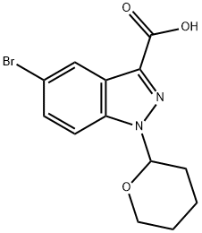 5-bromo-1-(tetrahydro-2H-pyran-2-yl)-1H-indazole-3-carboxylic acid 结构式