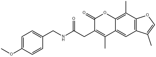 N-(4-methoxybenzyl)-2-(3,5,9-trimethyl-7-oxo-7H-furo[3,2-g]chromen-6-yl)acetamide 结构式