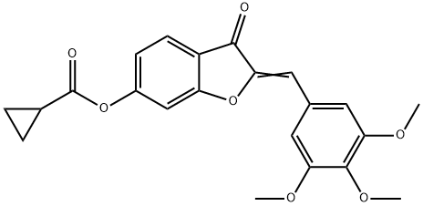 (2Z)-3-oxo-2-(3,4,5-trimethoxybenzylidene)-2,3-dihydro-1-benzofuran-6-yl cyclopropanecarboxylate 结构式