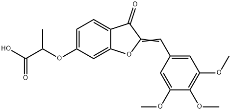 2-{[(2Z)-3-oxo-2-(3,4,5-trimethoxybenzylidene)-2,3-dihydro-1-benzofuran-6-yl]oxy}propanoic acid 结构式