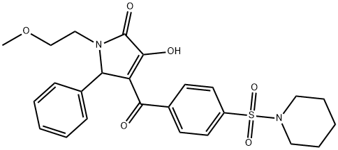 3-hydroxy-1-(2-methoxyethyl)-5-phenyl-4-{[4-(piperidin-1-ylsulfonyl)phenyl]carbonyl}-1,5-dihydro-2H-pyrrol-2-one 结构式