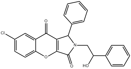 7-chloro-2-(2-hydroxy-2-phenylethyl)-1-phenyl-1,2-dihydrochromeno[2,3-c]pyrrole-3,9-dione 结构式