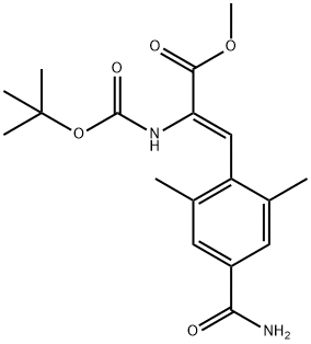 顺式-2-((叔丁氧羰基)氨基)-3-(4-氨甲酰基-2,6-二甲苯基)丙烯酸甲酯 结构式