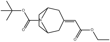 叔-丁基 3-(2-乙氧基-2-氧亚基亚乙基)-8-氮杂二环[3.2.1]辛烷-8-甲酸基酯 结构式