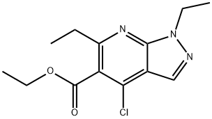 ethyl 4-chloro-1,6-diethyl-1H-pyrazolo[3,4-b]pyridine-5-carboxylate 结构式