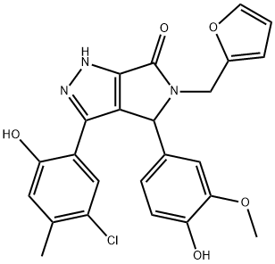 3-(5-chloro-2-hydroxy-4-methylphenyl)-5-(2-furylmethyl)-4-(4-hydroxy-3-methoxyphenyl)-4,5-dihydropyrrolo[3,4-c]pyrazol-6(1H)-one 结构式
