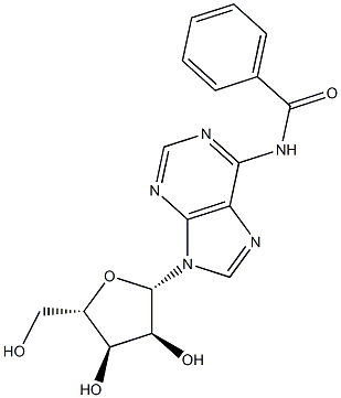 N-(9-BETA-L-呋喃核糖基-9H-嘌呤-6-基)苯甲酰胺 结构式