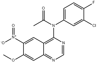 N-(3-氯-4-氟苯基)-N-(7-甲氧基-6- 硝基喹唑啉-4-基)乙酰胺 结构式