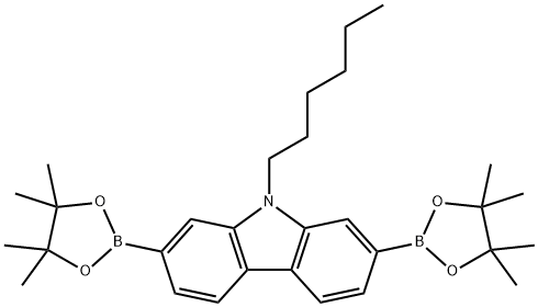 2,7-二硼酸频哪醇酯-9-辛基咔唑 结构式