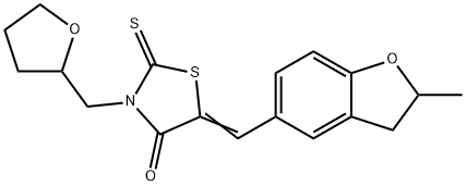 5-[(2-methyl-2,3-dihydro-1-benzofuran-5-yl)methylene]-3-(tetrahydro-2-furanylmethyl)-2-thioxo-1,3-thiazolidin-4-one 结构式