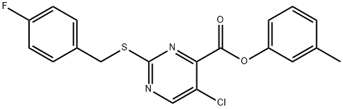 m-tolyl 5-chloro-2-((4-fluorobenzyl)thio)pyrimidine-4-carboxylate 结构式