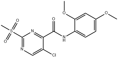 5-chloro-N-(2,4-dimethoxyphenyl)-2-(methylsulfonyl)pyrimidine-4-carboxamide 结构式