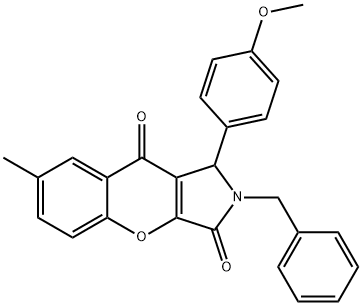 2-benzyl-1-(4-methoxyphenyl)-7-methyl-1,2-dihydrochromeno[2,3-c]pyrrole-3,9-dione 结构式