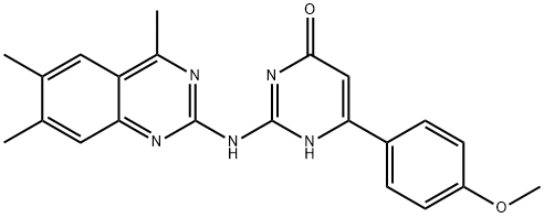 6-(4-methoxyphenyl)-2-[(4,6,7-trimethyl-2-quinazolinyl)amino]-4(3H)-pyrimidinone 结构式