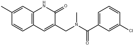 3-chloro-N-[(2-hydroxy-7-methylquinolin-3-yl)methyl]-N-methylbenzamide 结构式