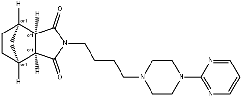 (3aR,4R,7S,7aS)-2-[4-(4-pyrimidin-2-ylpiperazin-1-yl)butyl]hexahydro-1H-4,7-methanoisoindole-1,3-dione 结构式