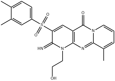 3-[(3,4-dimethylphenyl)sulfonyl]-1-(2-hydroxyethyl)-2-imino-10-methyl-1,2-dihydro-5H-dipyrido[1,2-a:2,3-d]pyrimidin-5-one 结构式