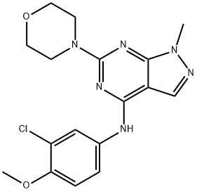 N-(3-chloro-4-methoxyphenyl)-1-methyl-6-(morpholin-4-yl)-1H-pyrazolo[3,4-d]pyrimidin-4-amine 结构式