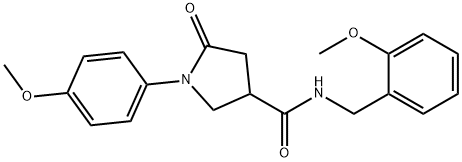 N-(2-methoxybenzyl)-1-(4-methoxyphenyl)-5-oxopyrrolidine-3-carboxamide 结构式