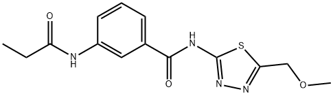 N-[5-(methoxymethyl)-1,3,4-thiadiazol-2-yl]-3-(propanoylamino)benzamide 结构式