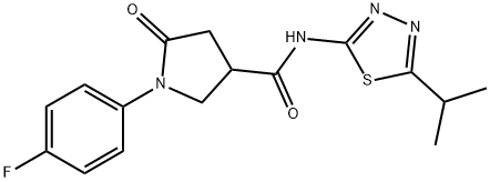 1-(4-fluorophenyl)-5-oxo-N-[5-(propan-2-yl)-1,3,4-thiadiazol-2-yl]pyrrolidine-3-carboxamide 结构式